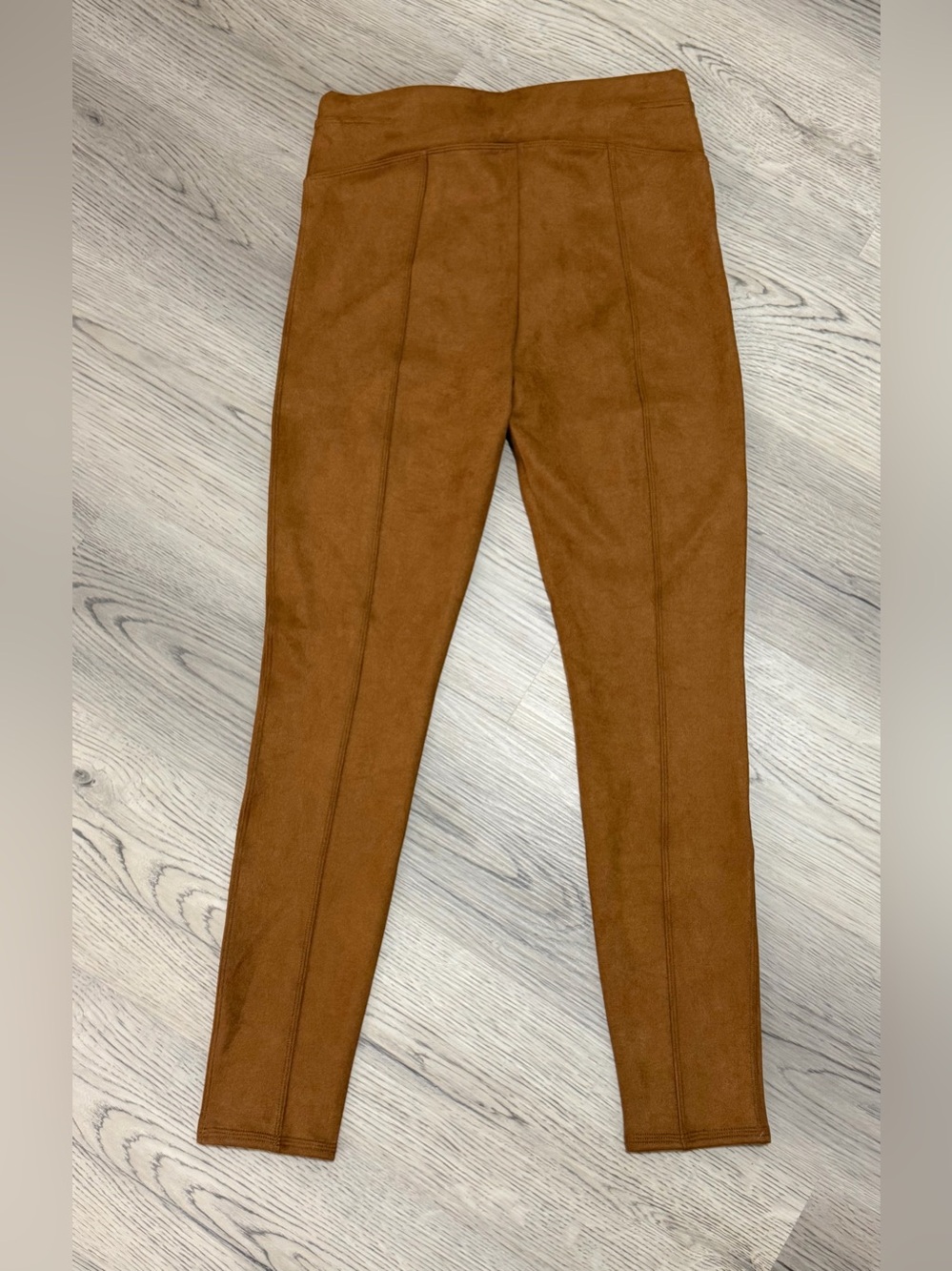 NEW SPANX Faux Suede Leggings Rich Caramel Brown Size Medium 28" Inseam - Picture 6 of 11